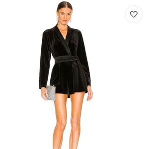 Amanda Uprichard x REVOLVE Earla Romper in Black Velvet
